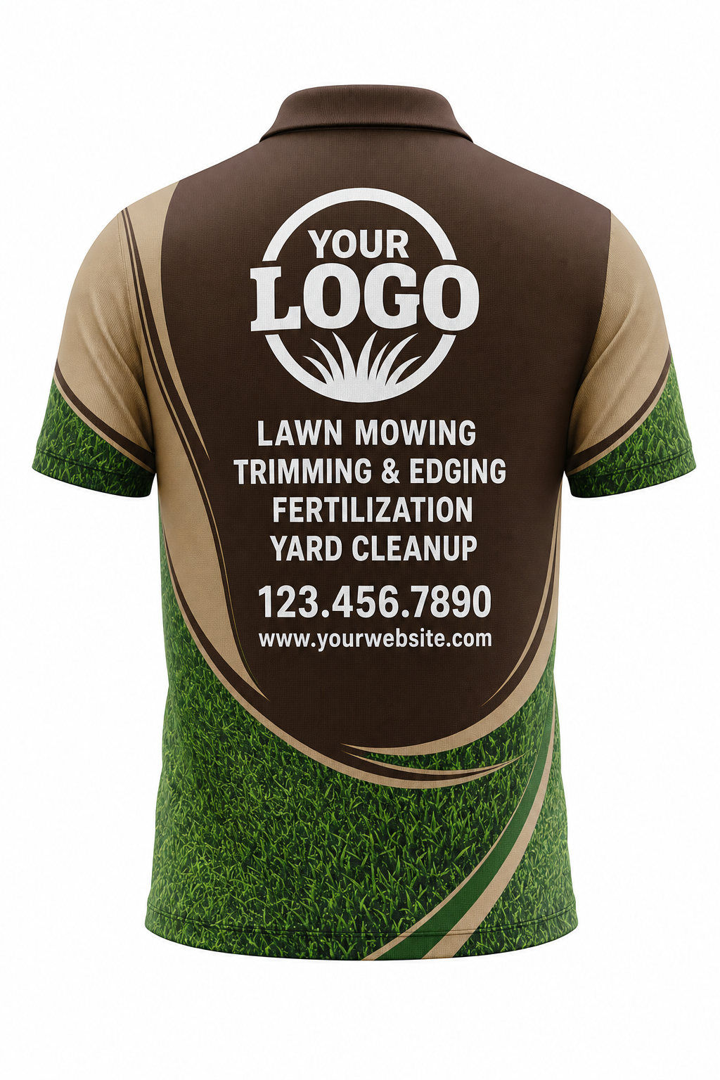 Earth Turf custom lawn care & landscaping crew uniform Polo — back