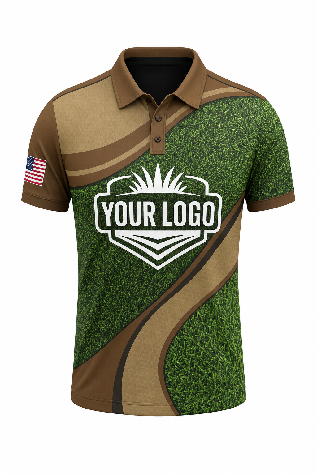 Earth Turf custom lawn care & landscaping crew uniform Polo — front