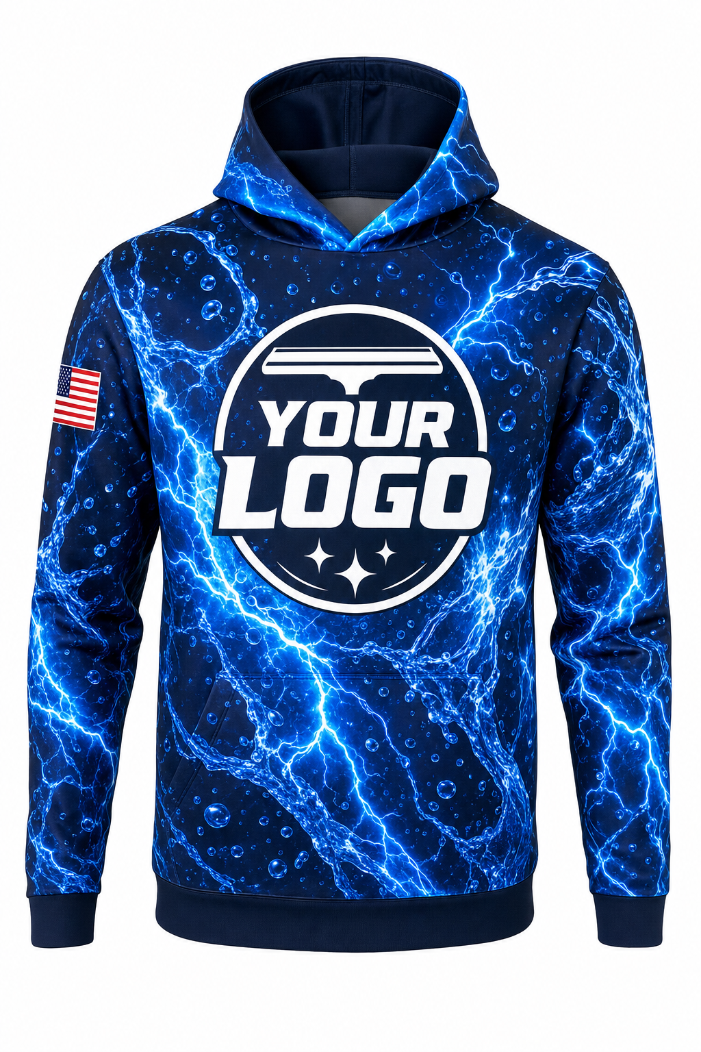 Electric Blue custom window cleaning crew uniform hoodie — front (hoodie-front)