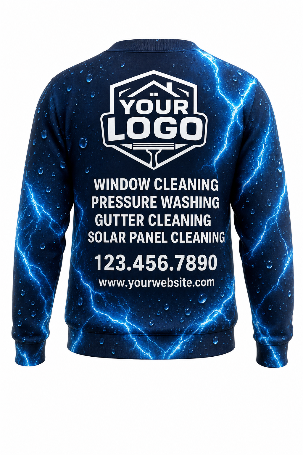 Electric Blue custom window cleaning crew uniform sweatshirt — back (sweatshirt-back)