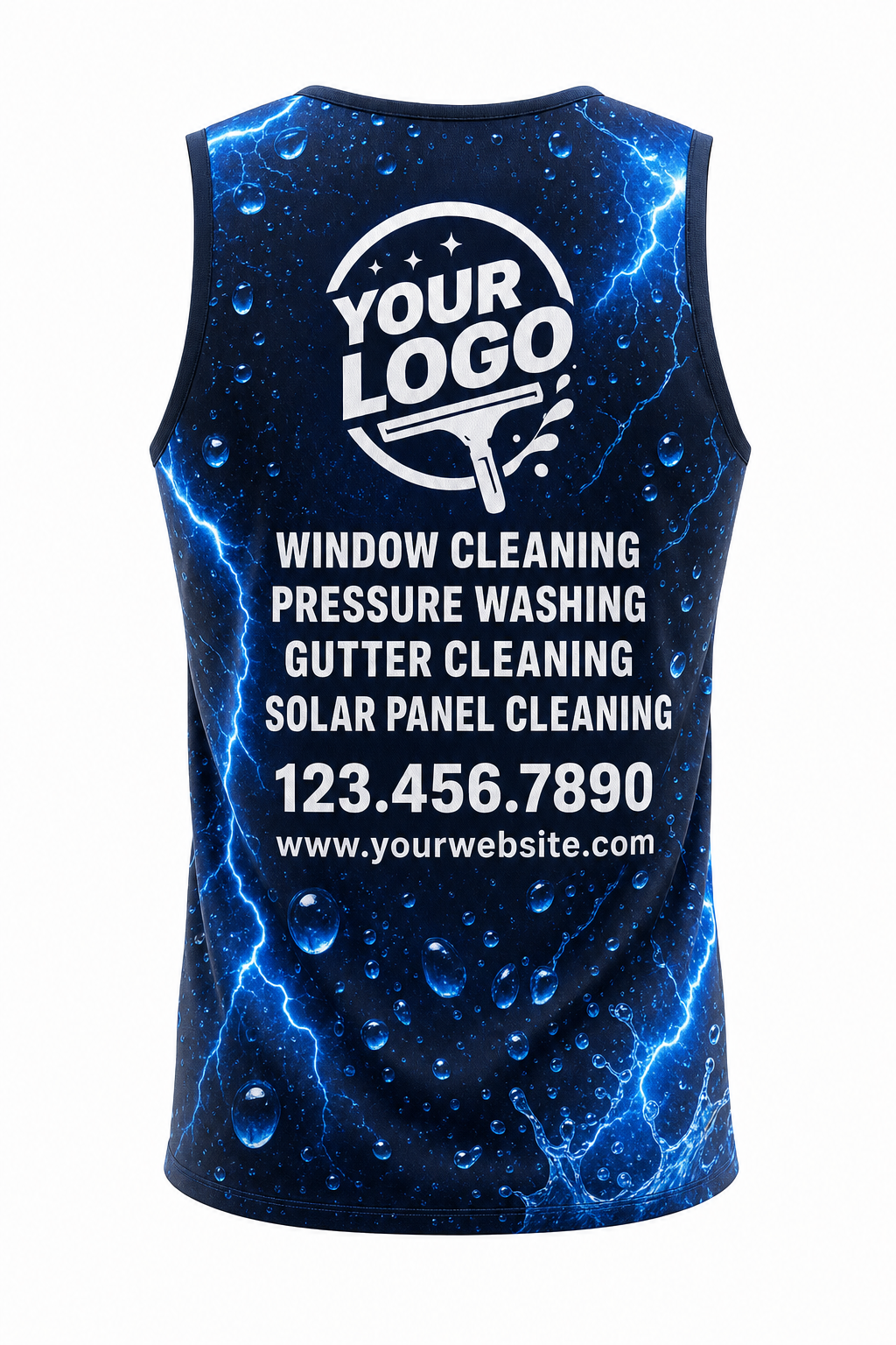 Electric Blue custom window cleaning crew uniform Tank Top — back
