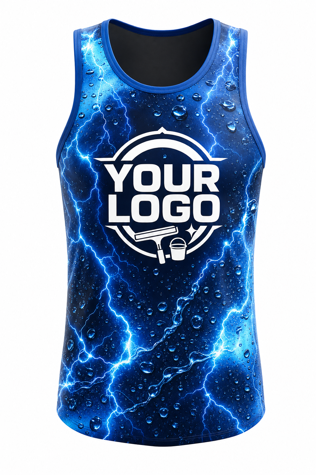 Electric Blue custom window cleaning crew uniform Tank Top — front