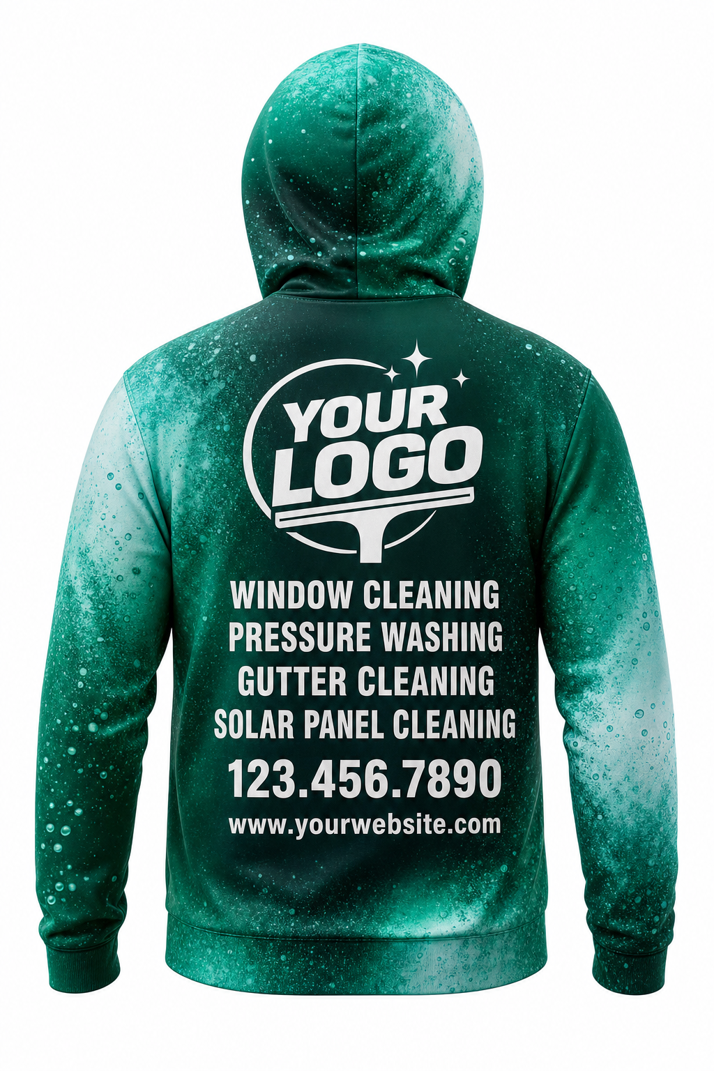Emerald Mist custom window cleaning crew uniform hoodie — back (hoodie-back)