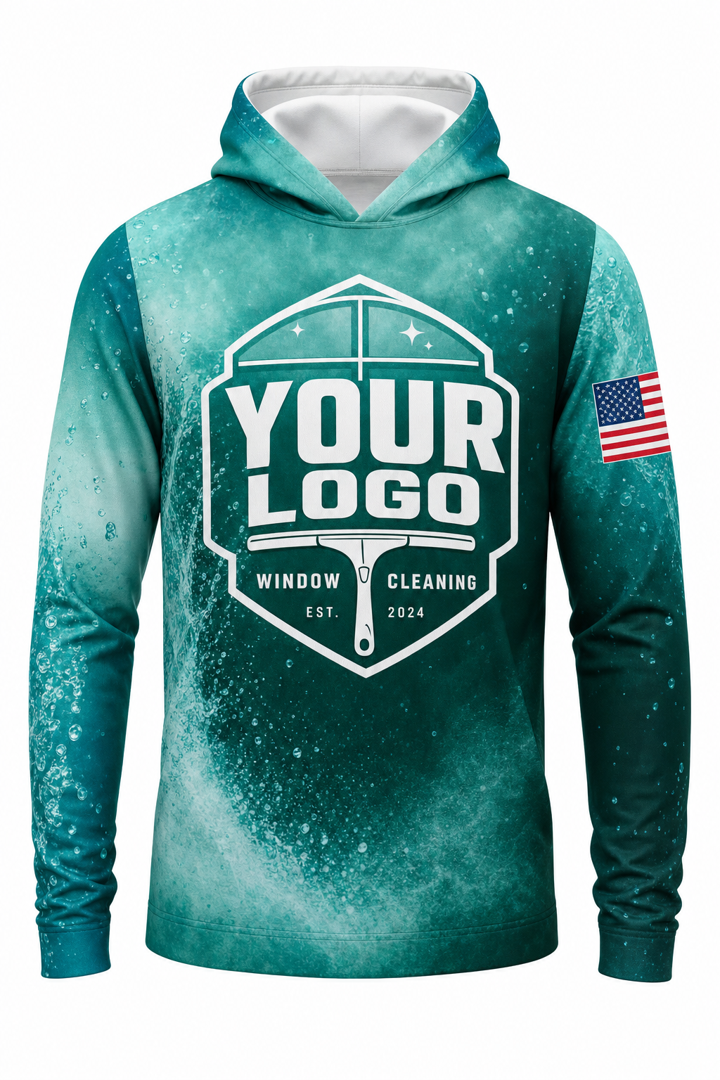 Emerald Mist custom window cleaning crew uniform hoodie — front (hoodie-front)
