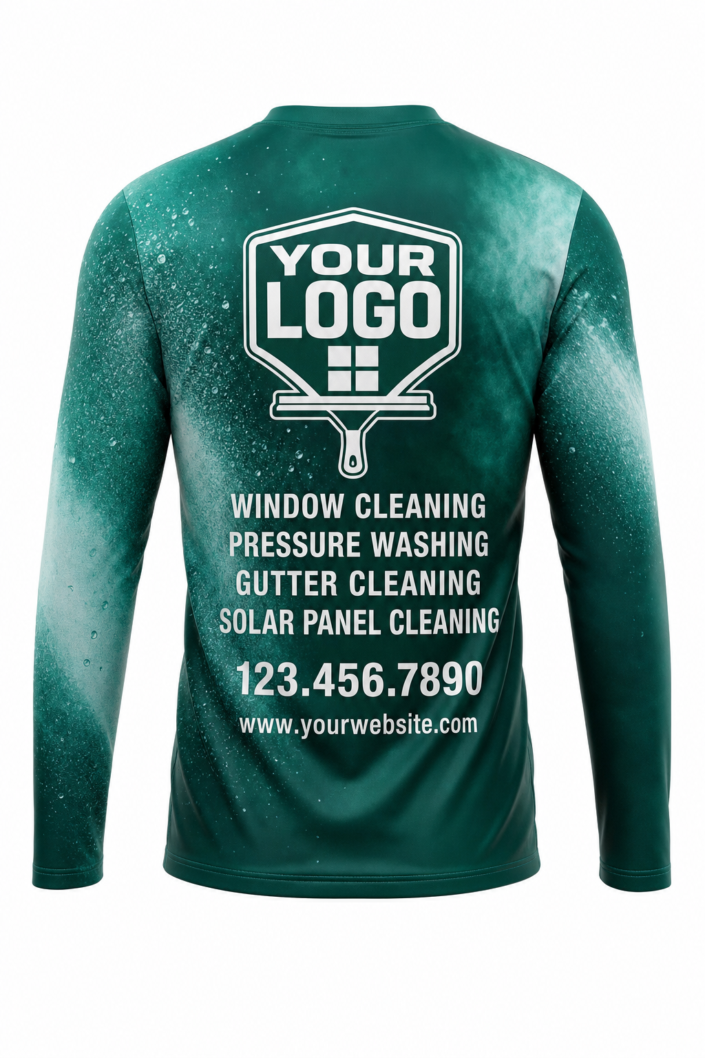 Emerald Mist custom window cleaning crew uniform long-sleeve shirt — back (longsleeve-back)