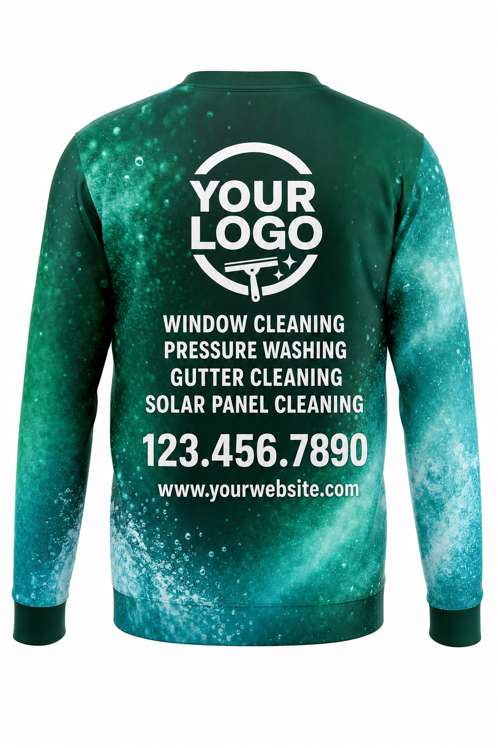 Emerald Mist custom window cleaning crew uniform sweatshirt — back (sweatshirt-back)