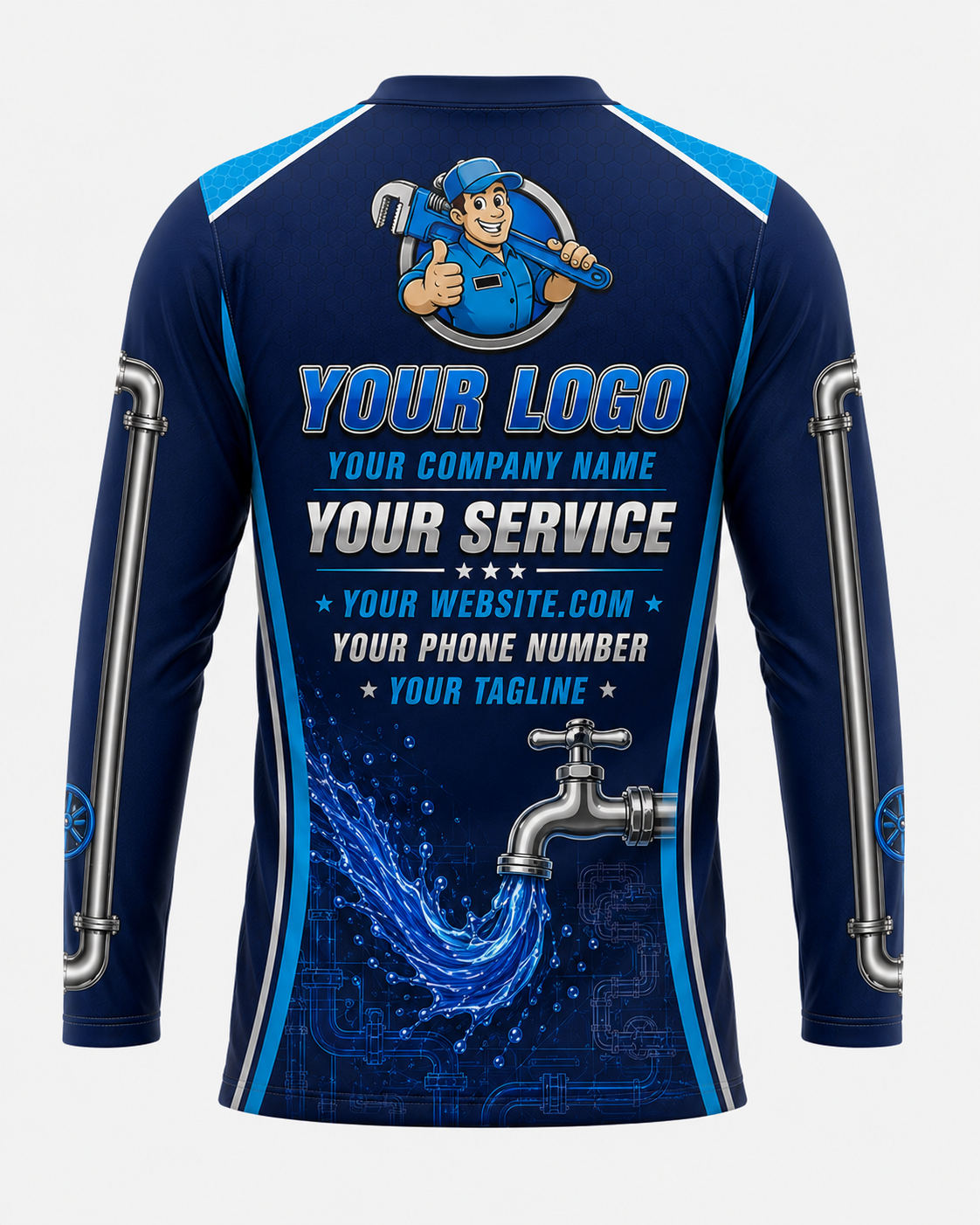 Faucet Rush custom plumbing crew uniform, back
