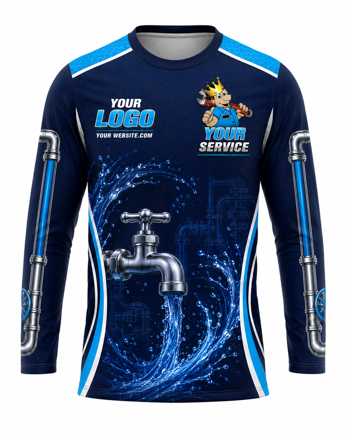 Faucet Rush custom plumbing crew uniform, front