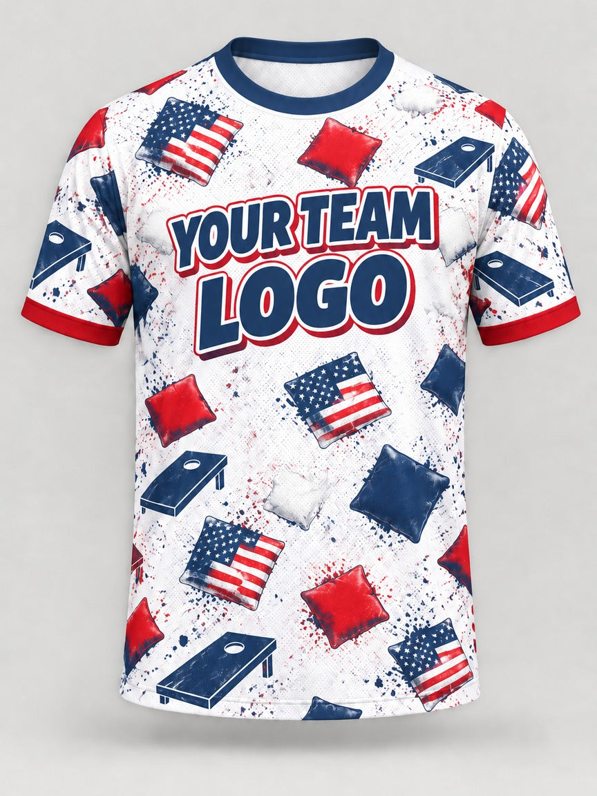 Flag Bags custom cornhole team jersey, front