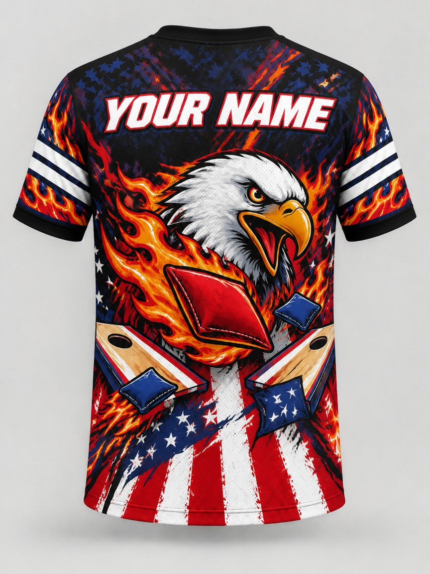 Flame Eagle custom cornhole team jersey, back