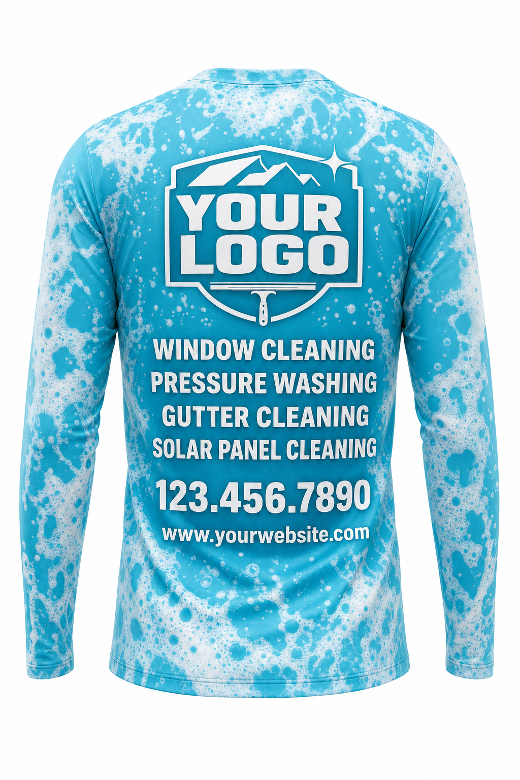 Foam Party custom window cleaning crew uniform long-sleeve shirt — back (longsleeve-back)