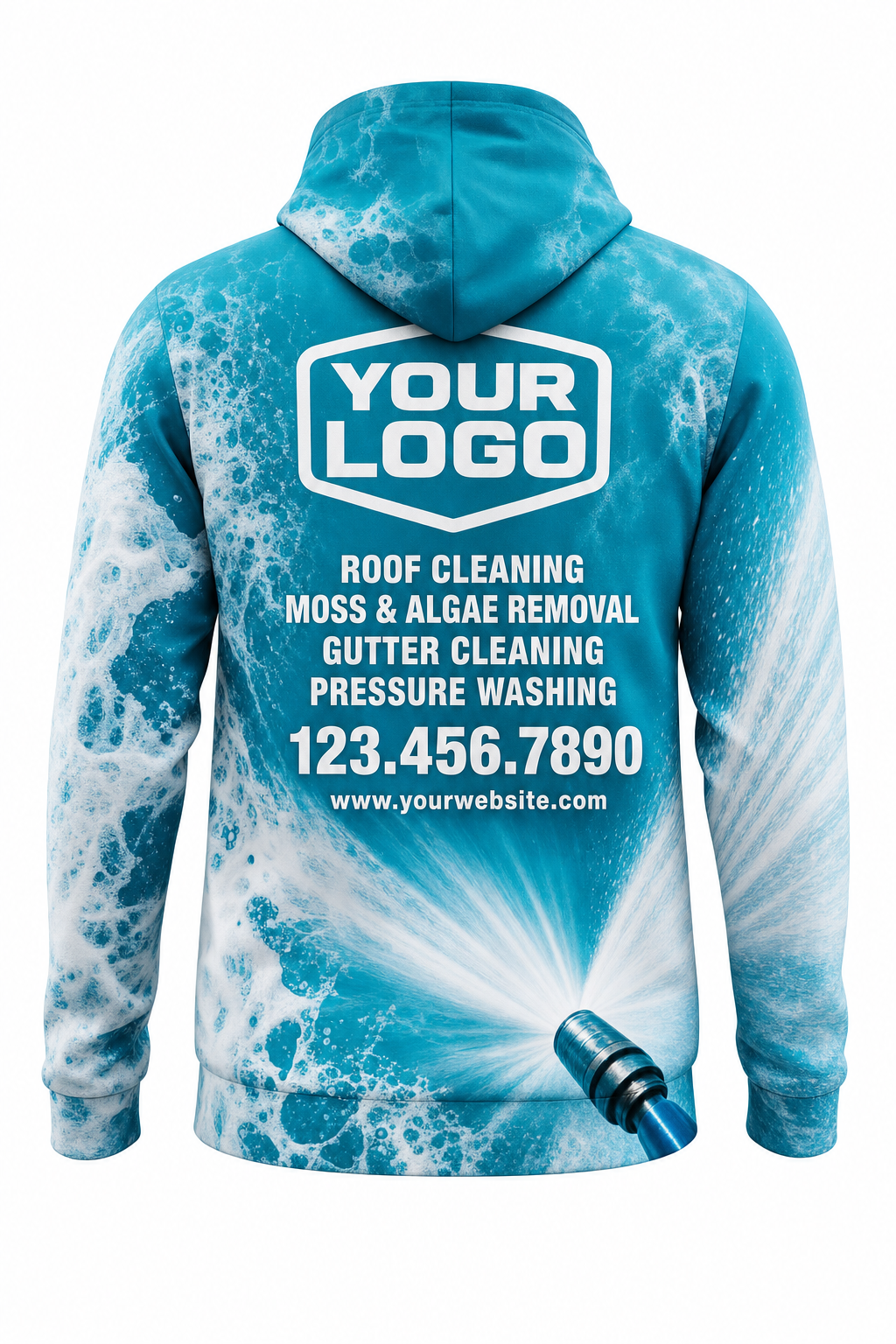 Foam Spray custom roof cleaning & pressure washing crew uniform Hoodie — back