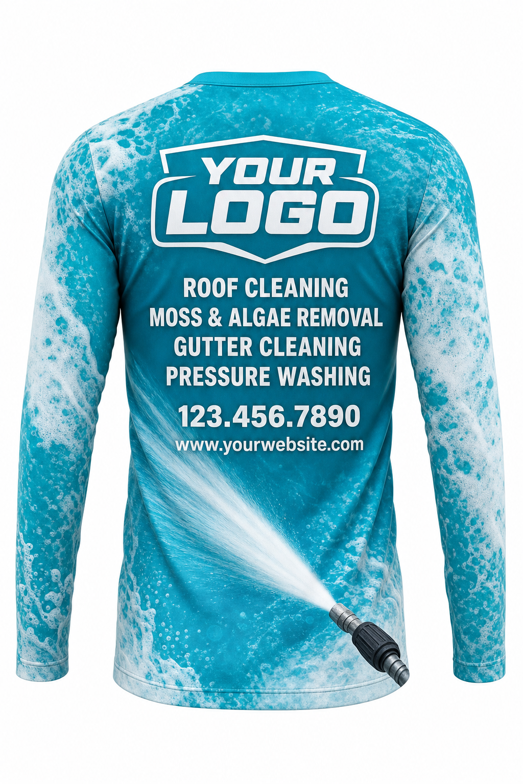 Foam Spray custom roof cleaning & pressure washing crew uniform Long Sleeve — back