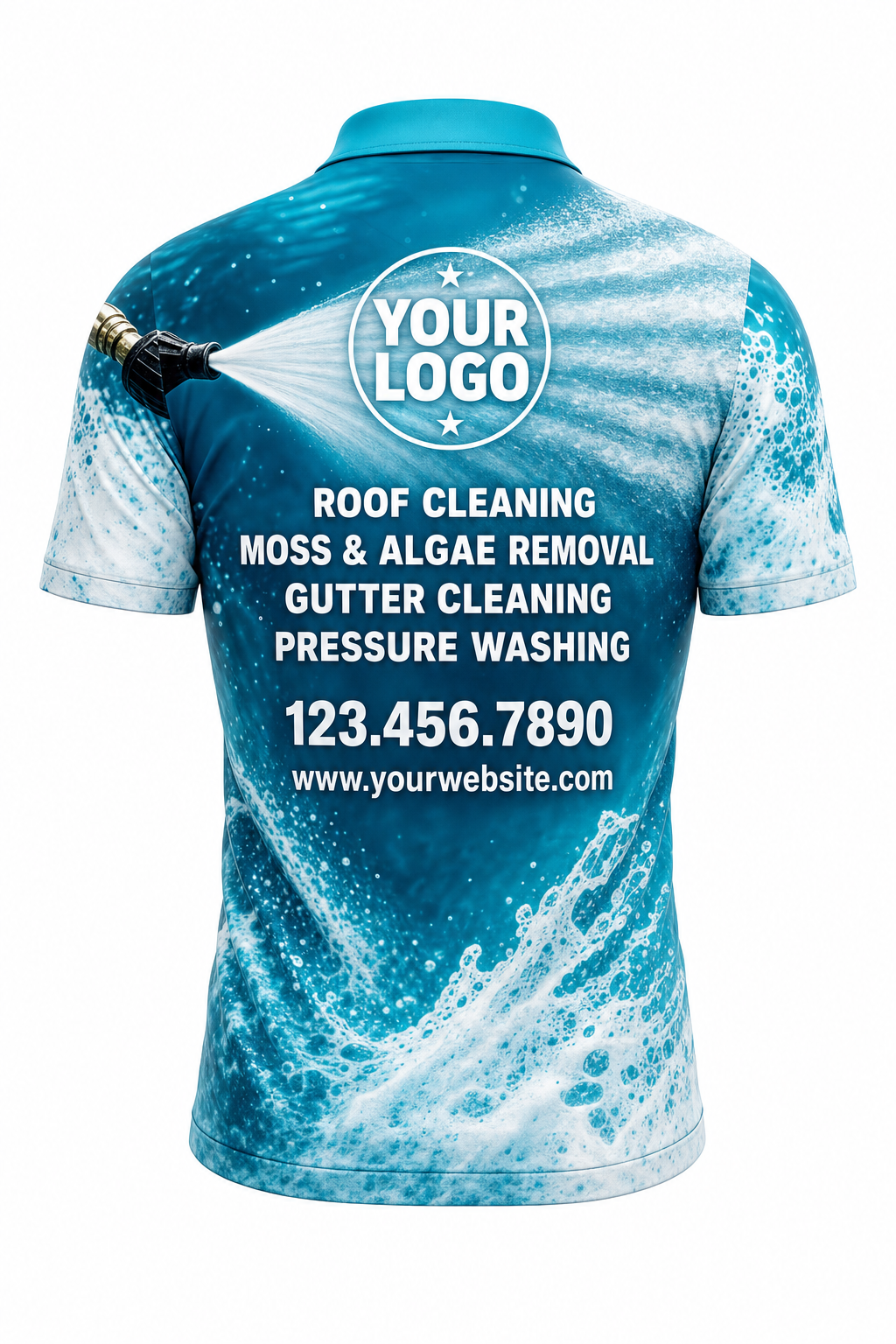 Foam Spray custom roof cleaning & pressure washing crew uniform Polo — back