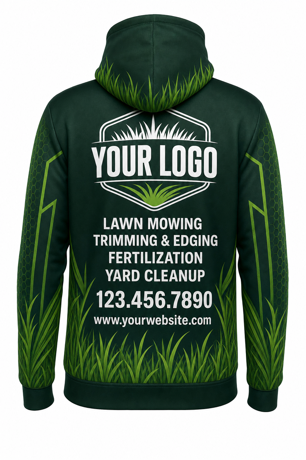 Forest Grass Blades custom lawn care & landscaping crew uniform Hoodie — back