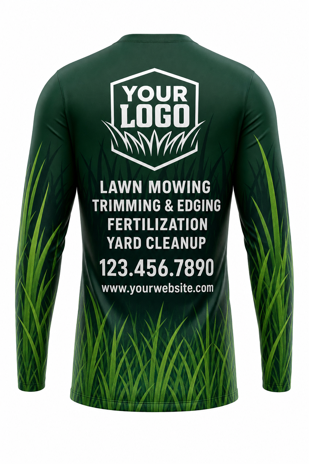Forest Grass Blades custom lawn care & landscaping crew uniform Long Sleeve — back