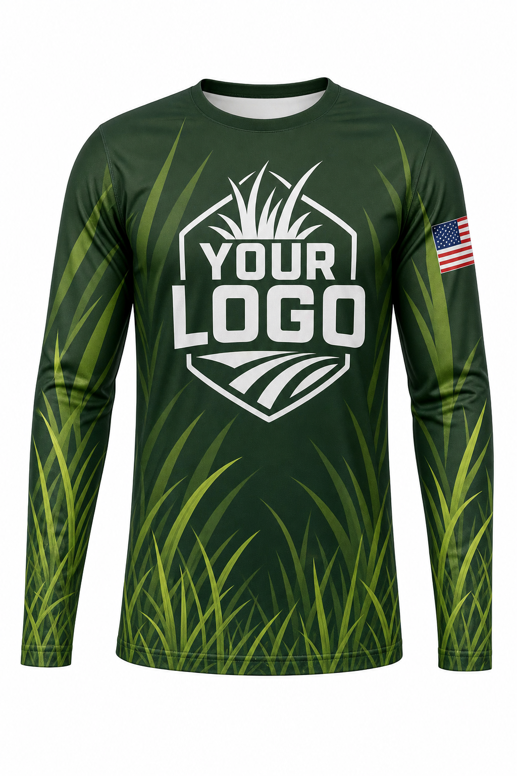 Forest Grass Blades custom lawn care & landscaping crew uniform Long Sleeve — front
