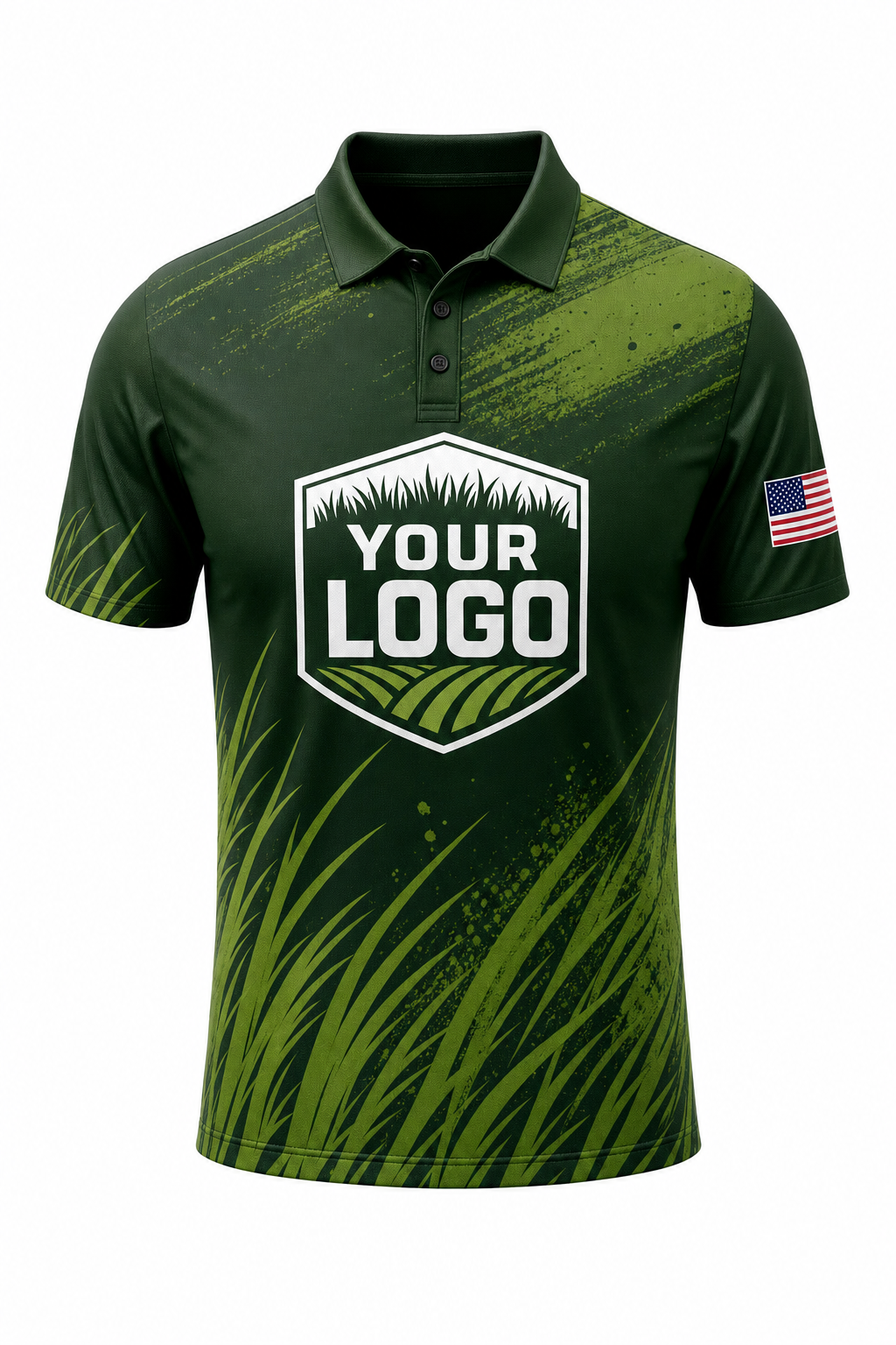 Forest Grass Blades custom lawn care & landscaping crew uniform Polo — front