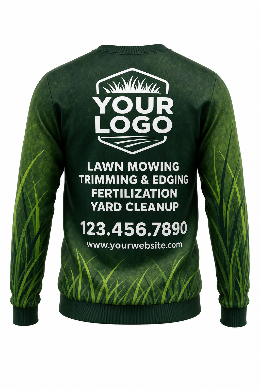 Forest Grass Blades custom lawn care & landscaping crew uniform Sweatshirt — back