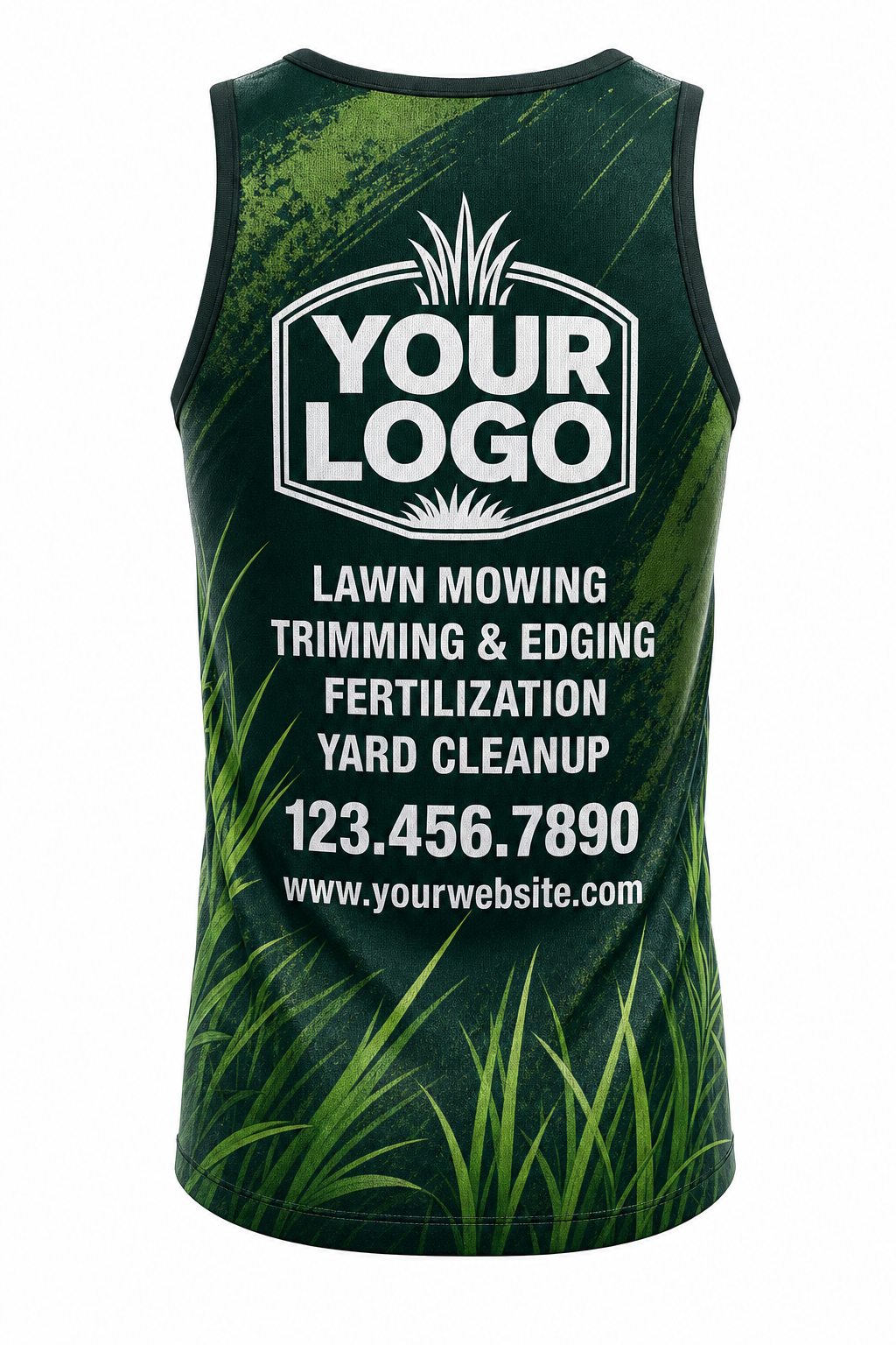 Forest Grass Blades custom lawn care & landscaping crew uniform Tank Top — back