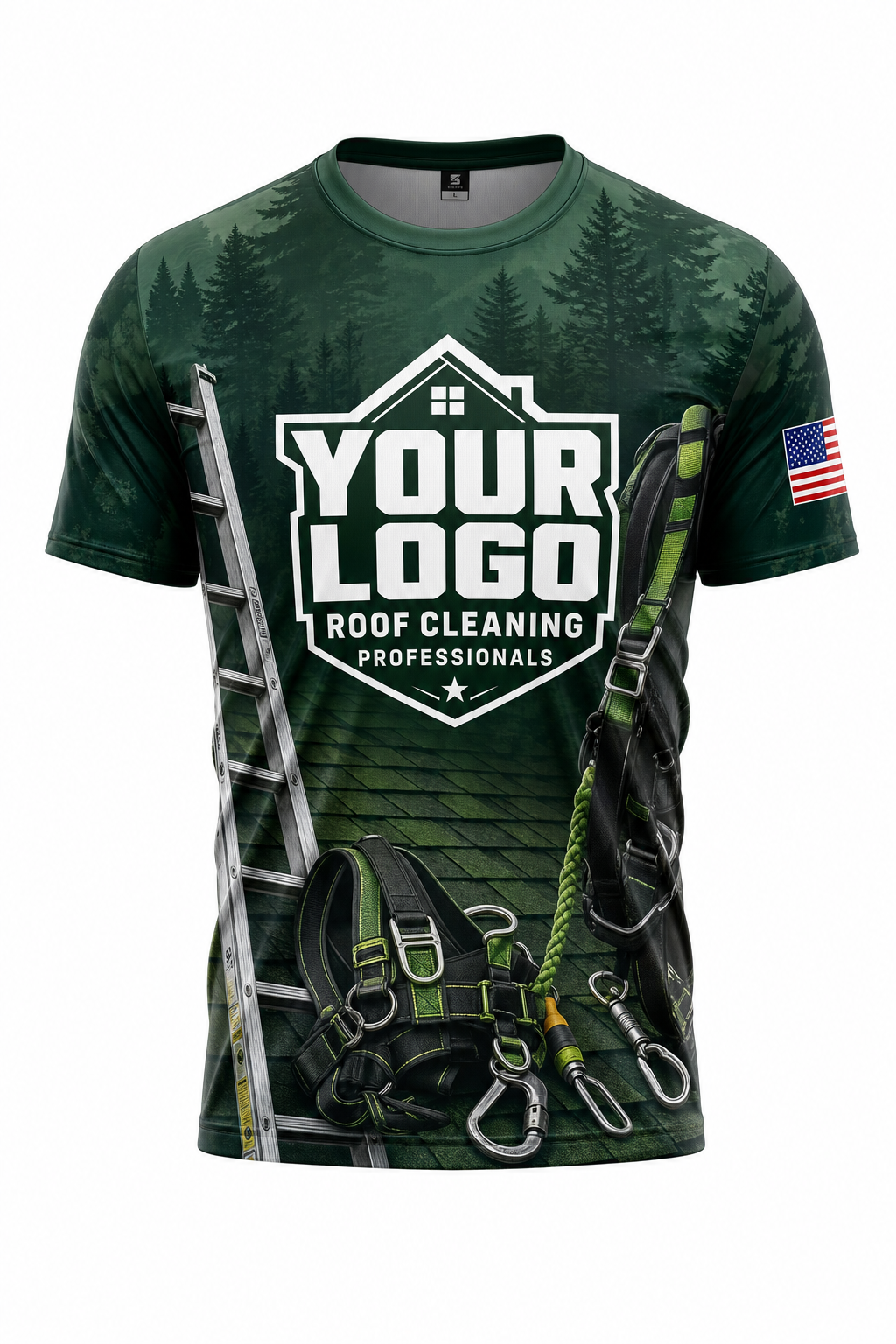 Forest Roof Gear custom roof cleaning crew uniform t-shirt — front (tee-front)