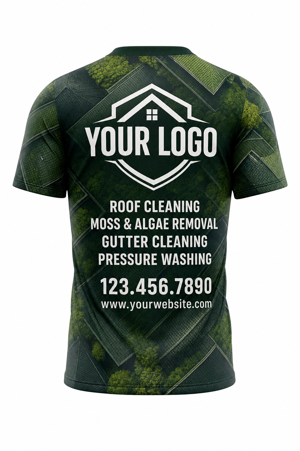 Forest Rooftop custom roof cleaning crew uniform t-shirt — back (tee-back)