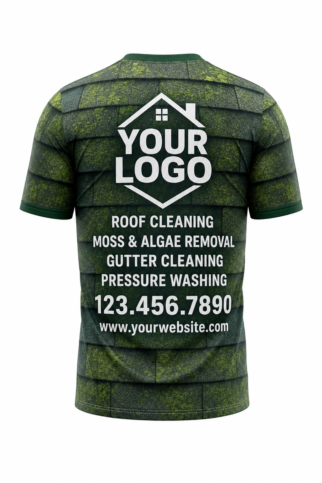 Forest Shingle custom roof cleaning crew uniform t-shirt — back (tee-back)