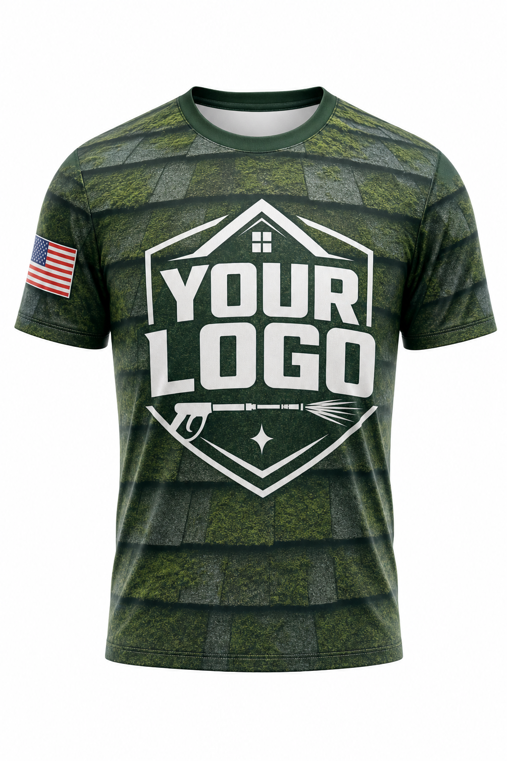Forest Shingle custom roof cleaning crew uniform t-shirt — front (tee-front)