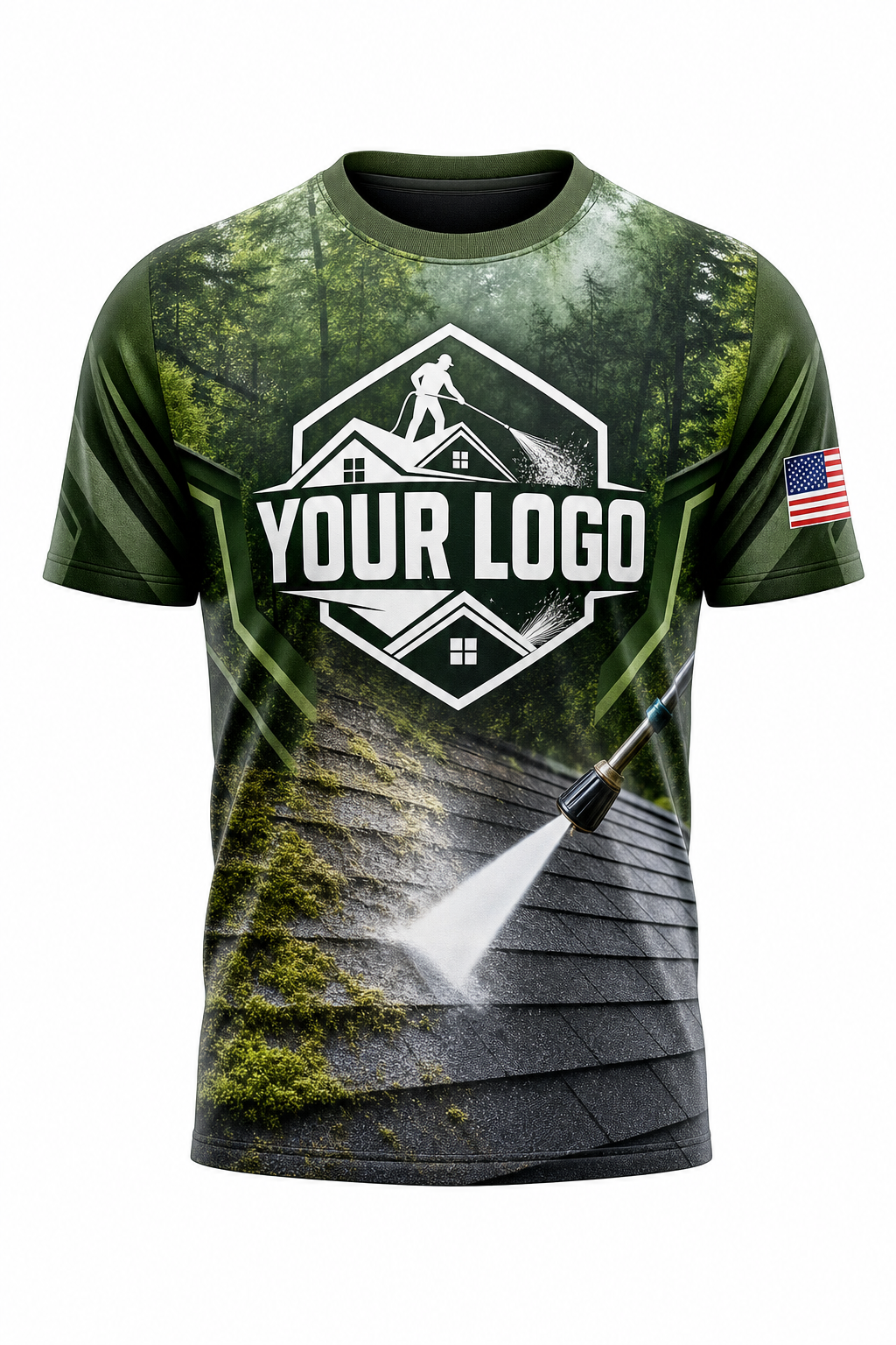 Forest Spray Jet custom roof cleaning crew uniform t-shirt — front (tee-front)