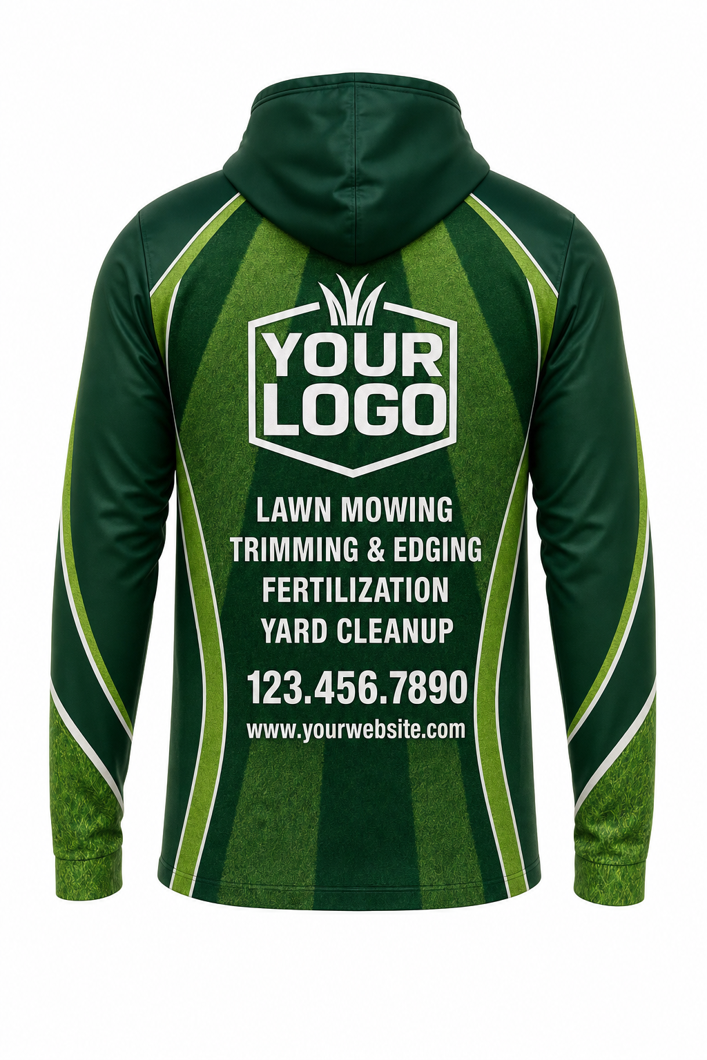 Forest Mow Stripes custom lawn care & landscaping crew uniform Hoodie — back