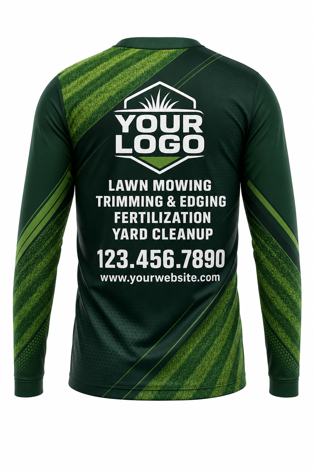 Forest Mow Stripes custom lawn care & landscaping crew uniform Long Sleeve — back