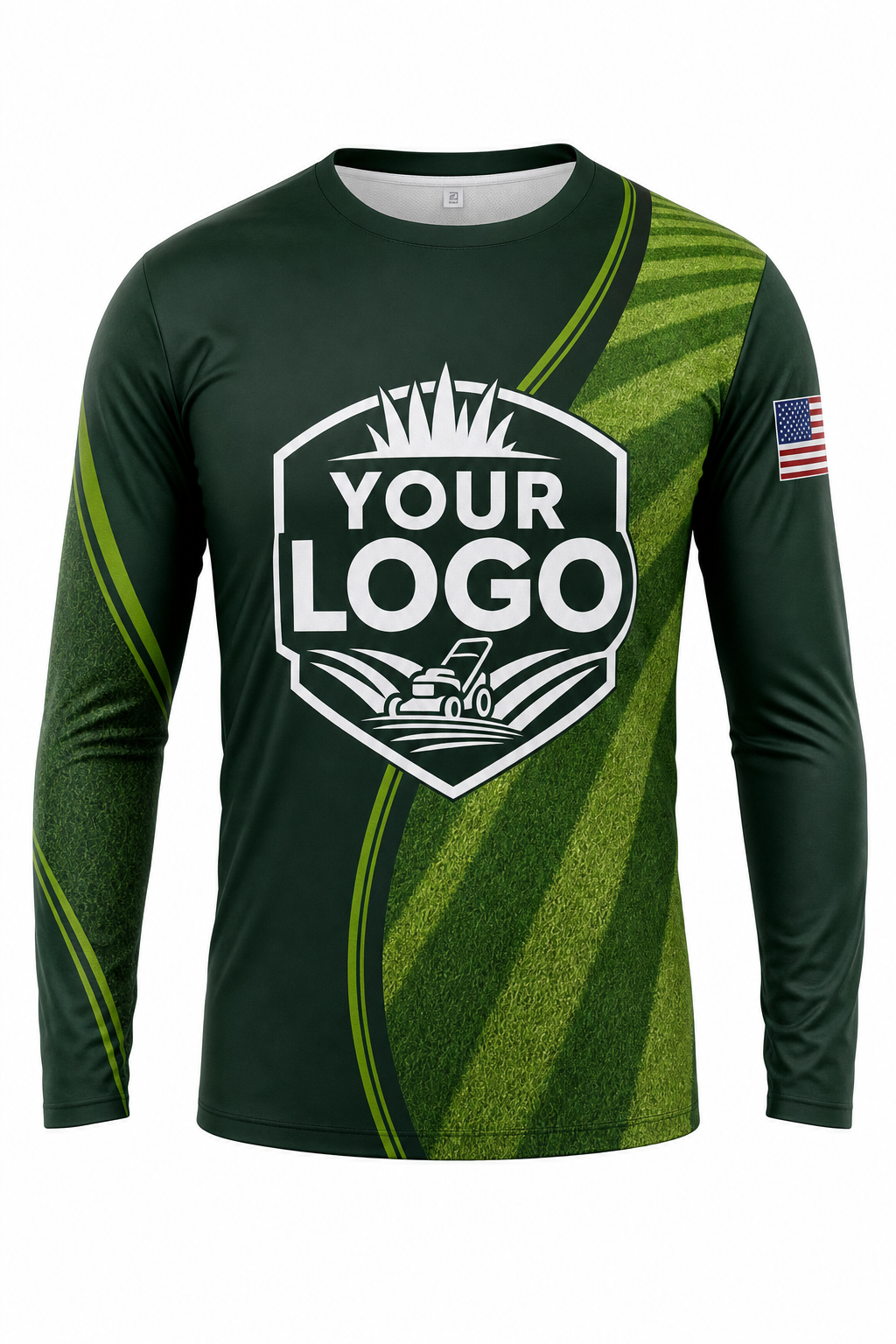 Forest Mow Stripes custom lawn care & landscaping crew uniform Long Sleeve — front