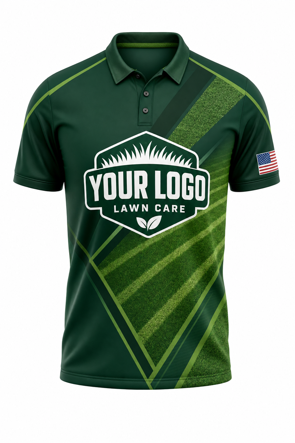 Forest Mow Stripes custom lawn care & landscaping crew uniform Polo — front