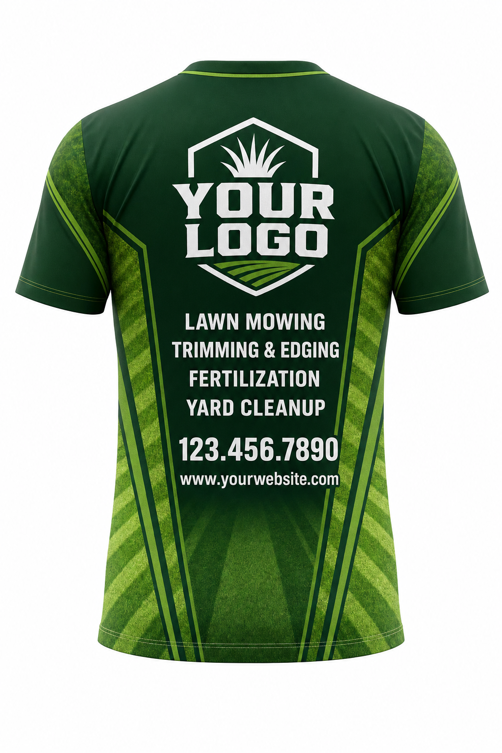 Forest Mow Stripes custom lawn care & landscaping crew uniform T-Shirt — back