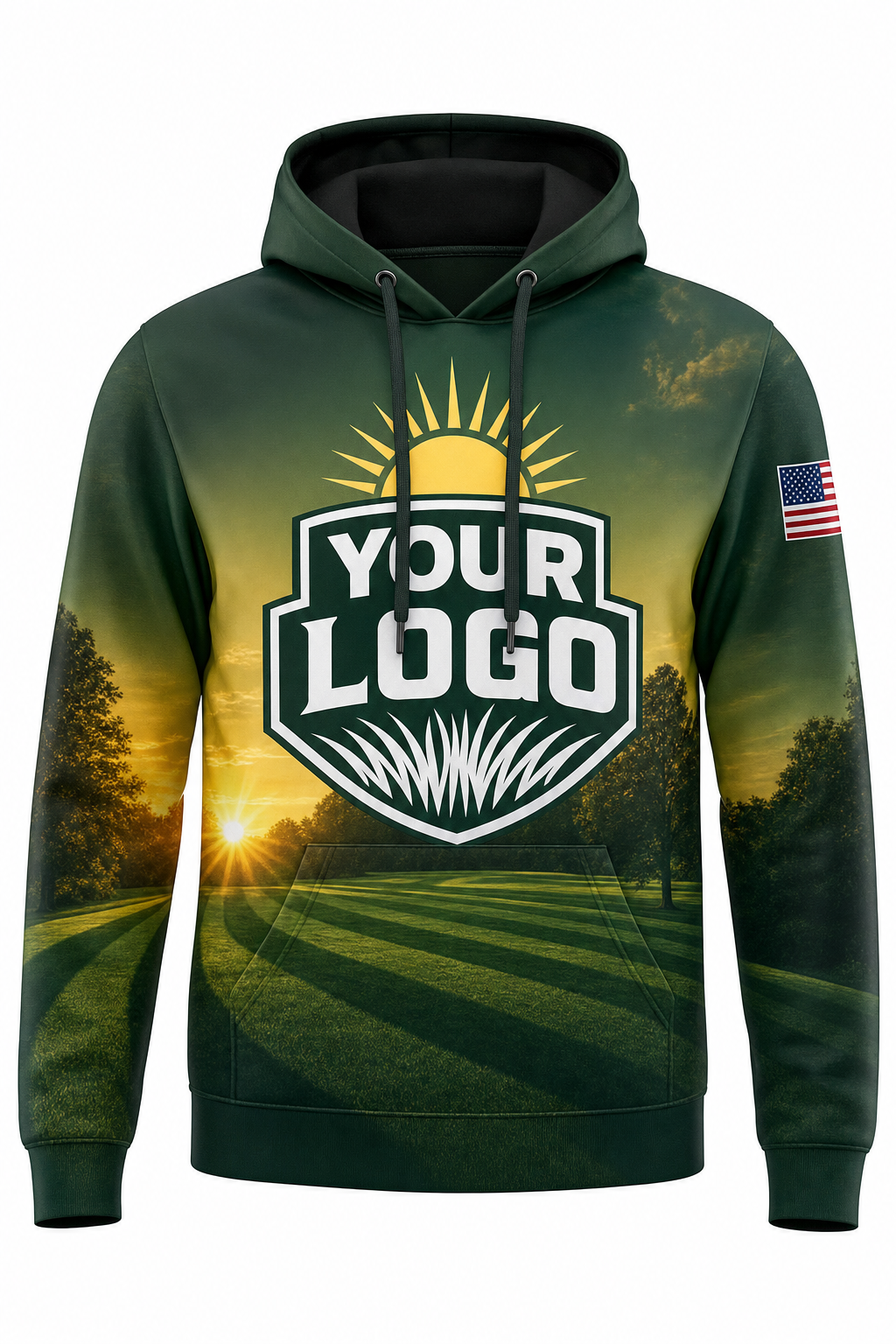 Forest Sunrise Yard custom lawn care & landscaping crew uniform Hoodie — front