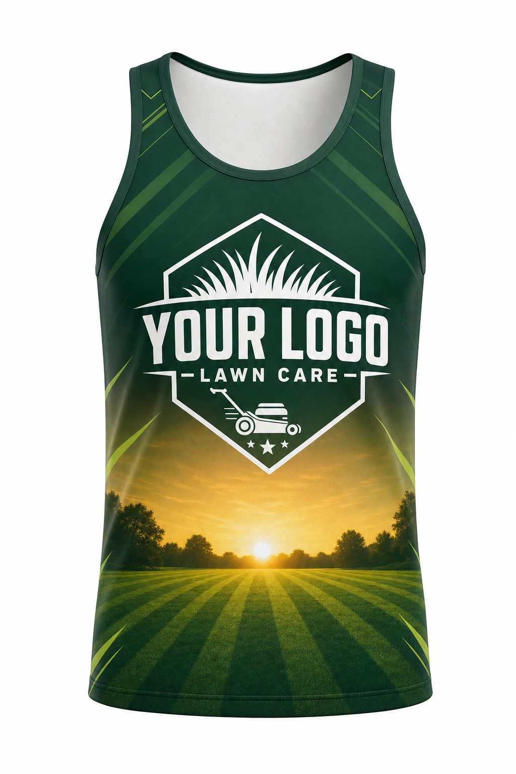 Forest Sunrise Yard custom lawn care & landscaping crew uniform Tank Top — front