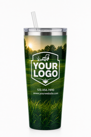 Forest Sunrise Yard custom lawn care & landscaping crew uniform Tumbler — front