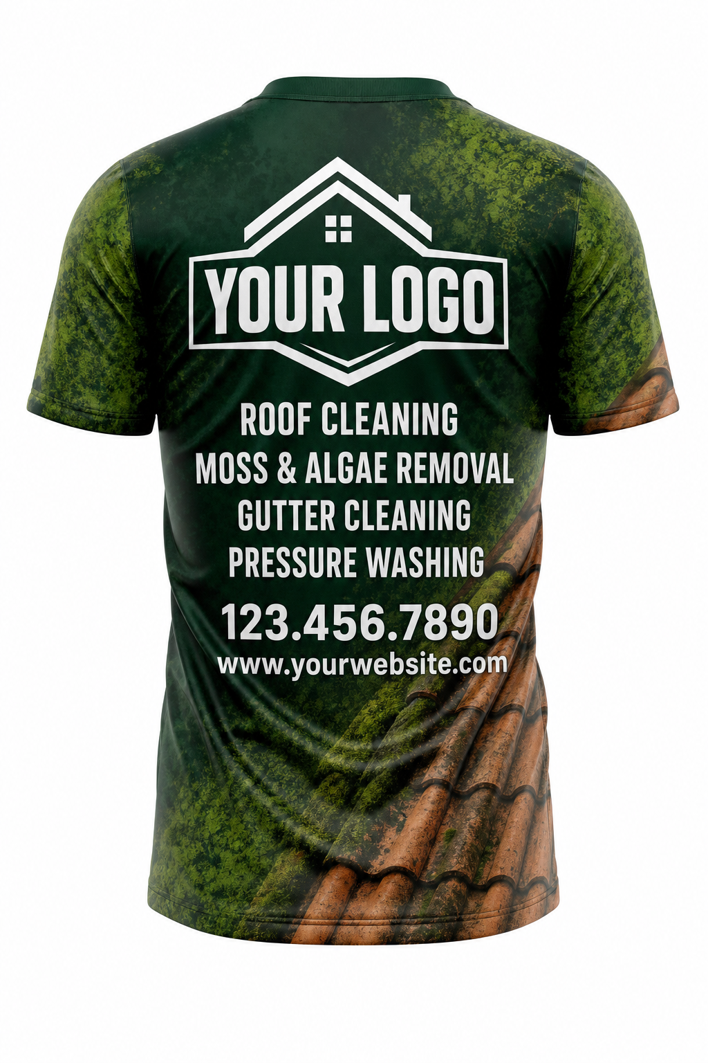 Forest Tile custom roof cleaning crew uniform t-shirt — back (tee-back)