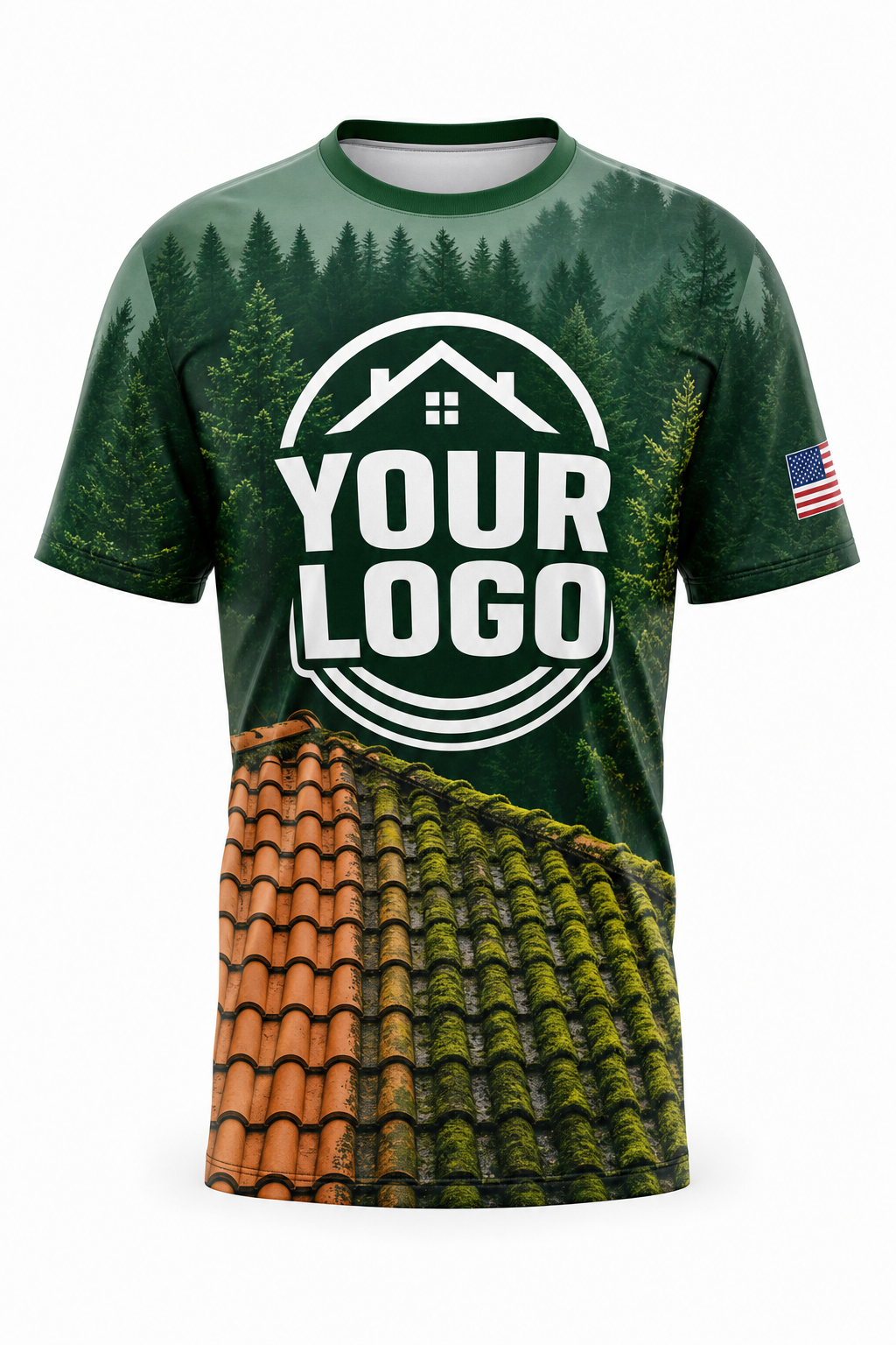 Forest Tile custom roof cleaning crew uniform t-shirt — front (tee-front)