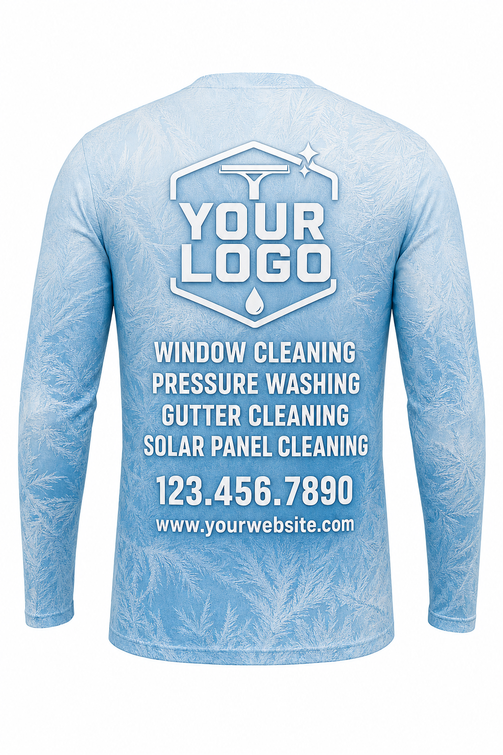 Frost Glass custom window cleaning crew uniform long-sleeve shirt — back (longsleeve-back)