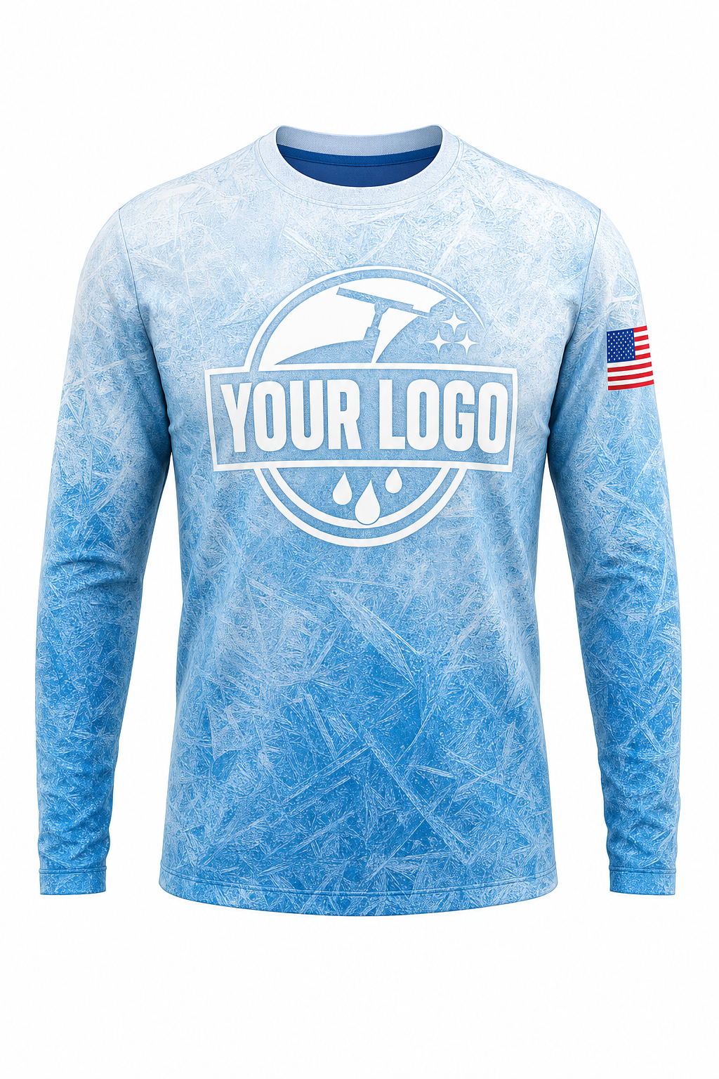 Frost Glass custom window cleaning crew uniform long-sleeve shirt — front (longsleeve-front)