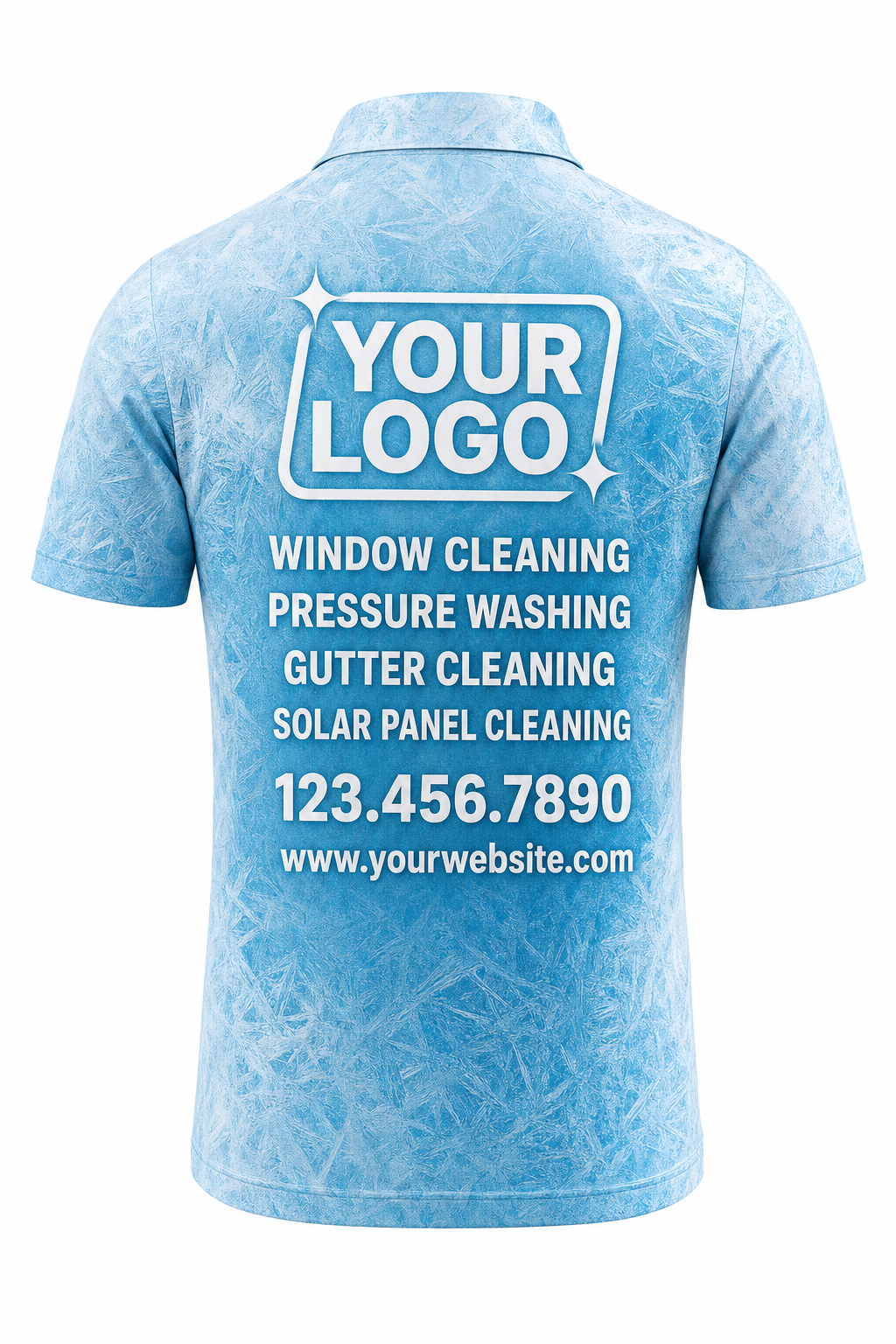 Frost Glass custom window cleaning crew uniform polo shirt — back (polo-back)