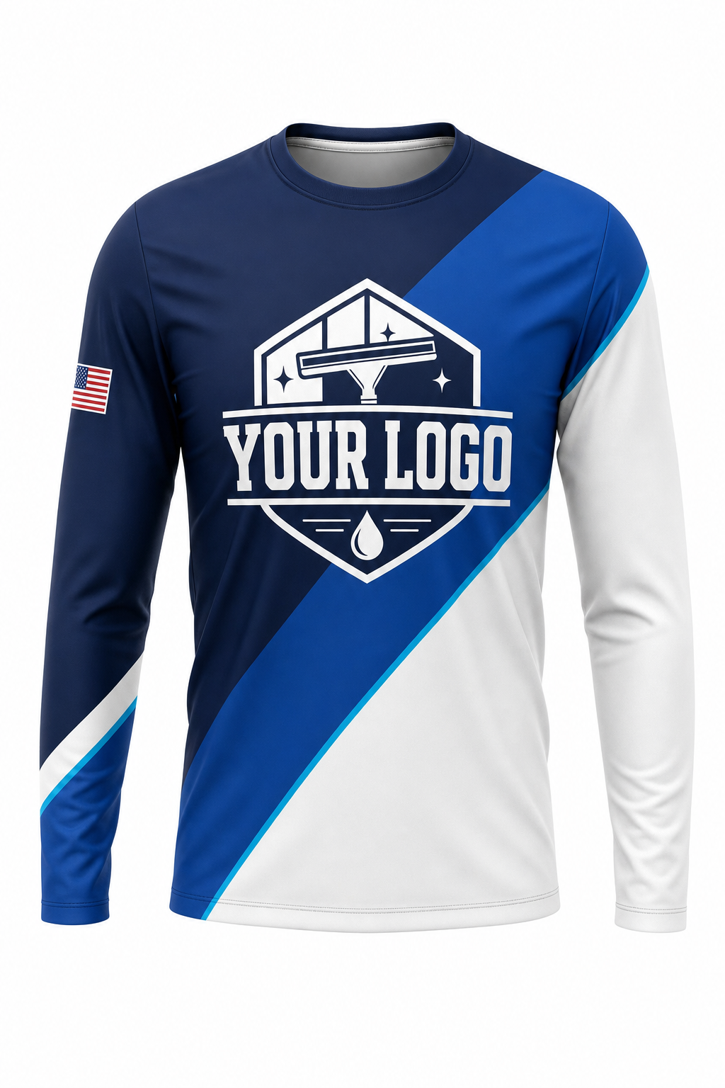 Color-Block Pro custom window cleaning crew uniform long-sleeve shirt — front (longsleeve-front)