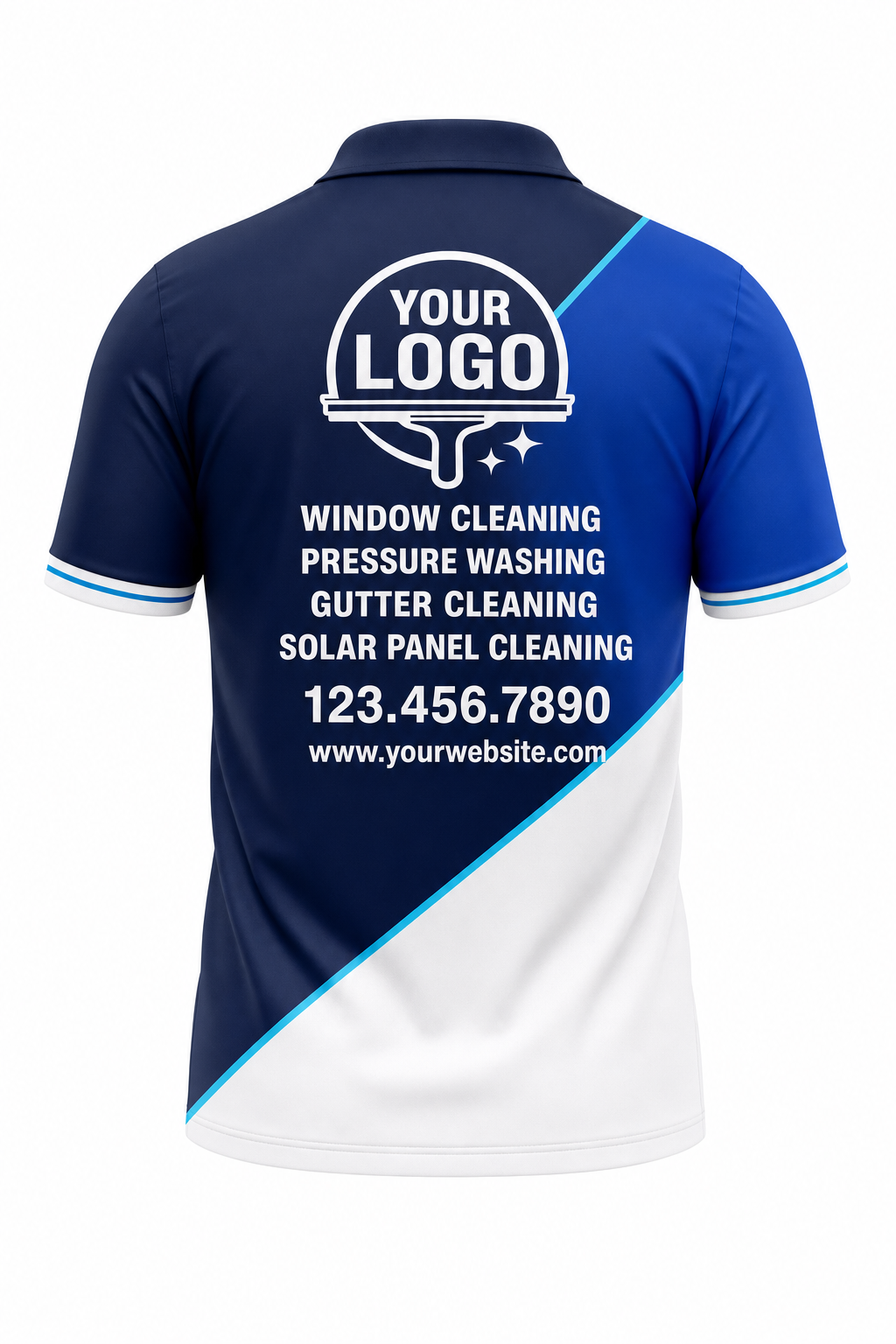 Color-Block Pro custom window cleaning crew uniform polo shirt — back (polo-back)