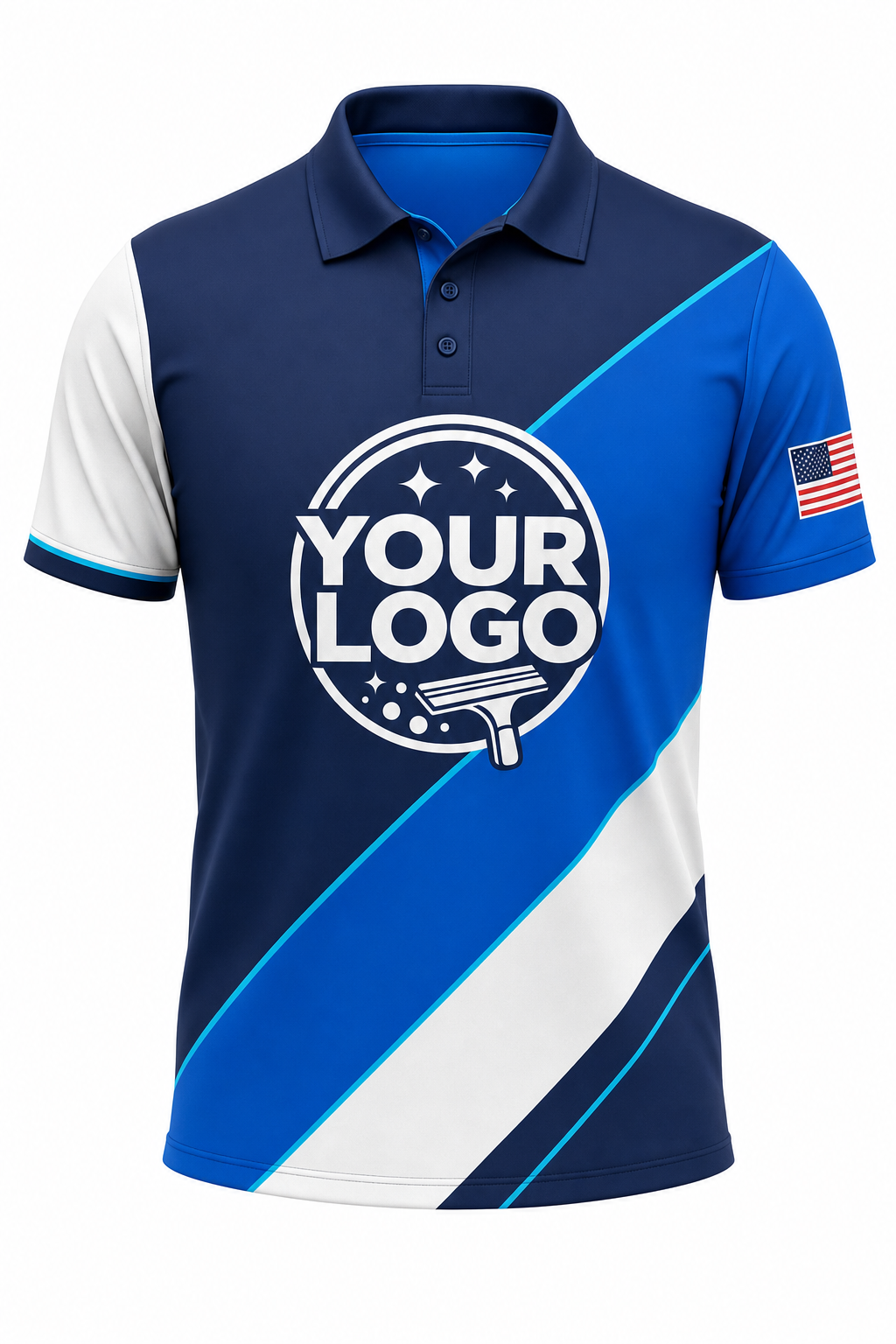 Color-Block Pro custom window cleaning crew uniform polo shirt — front (polo-front)