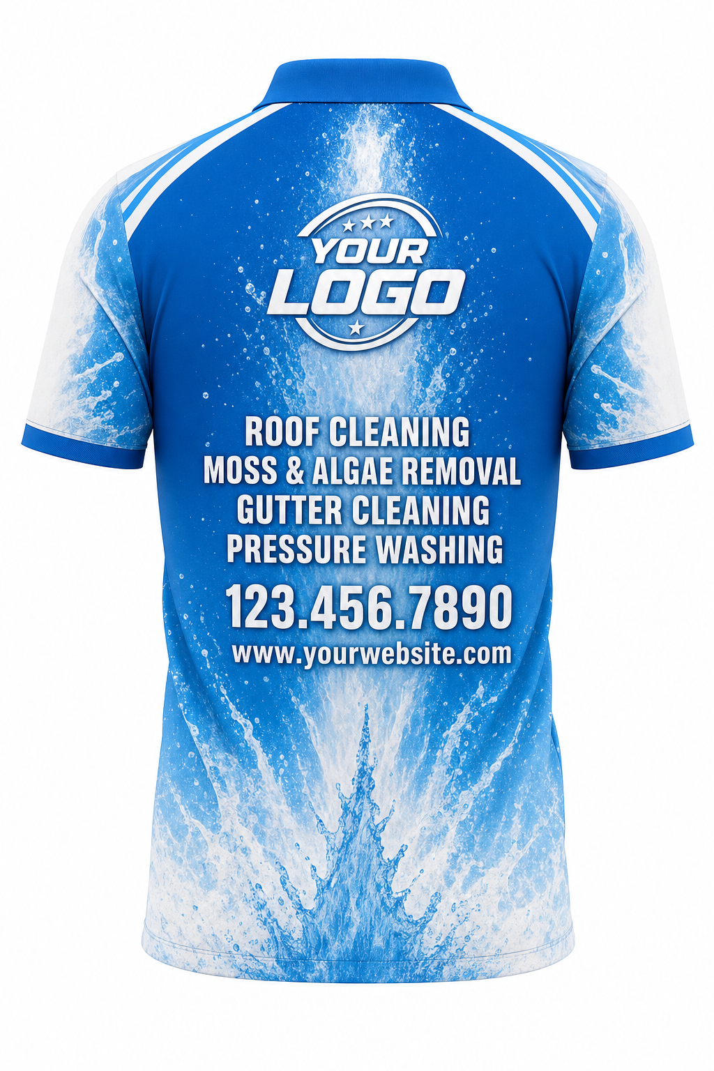 Geyser Burst custom roof cleaning & pressure washing crew uniform Polo — back
