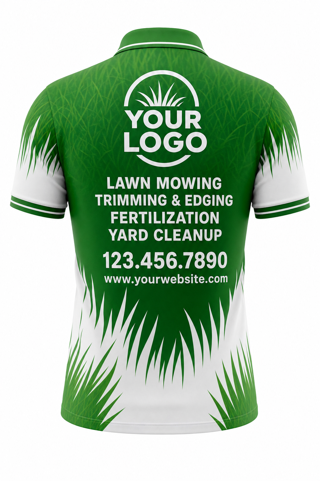 Grass Grass Blades custom lawn care & landscaping crew uniform Polo — back