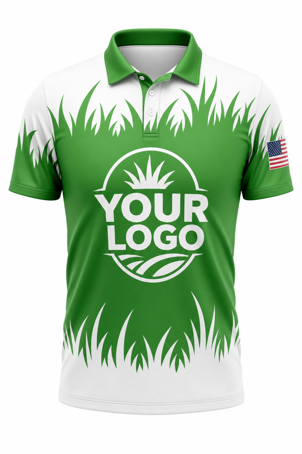 Grass Grass Blades custom lawn care & landscaping crew uniform Polo — front