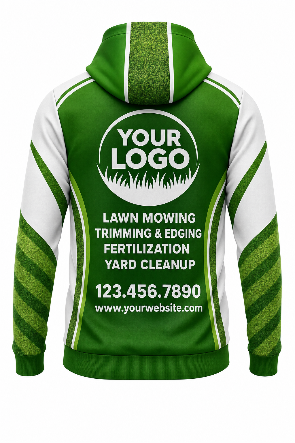 Grass Mow Stripes custom lawn care & landscaping crew uniform Hoodie — back