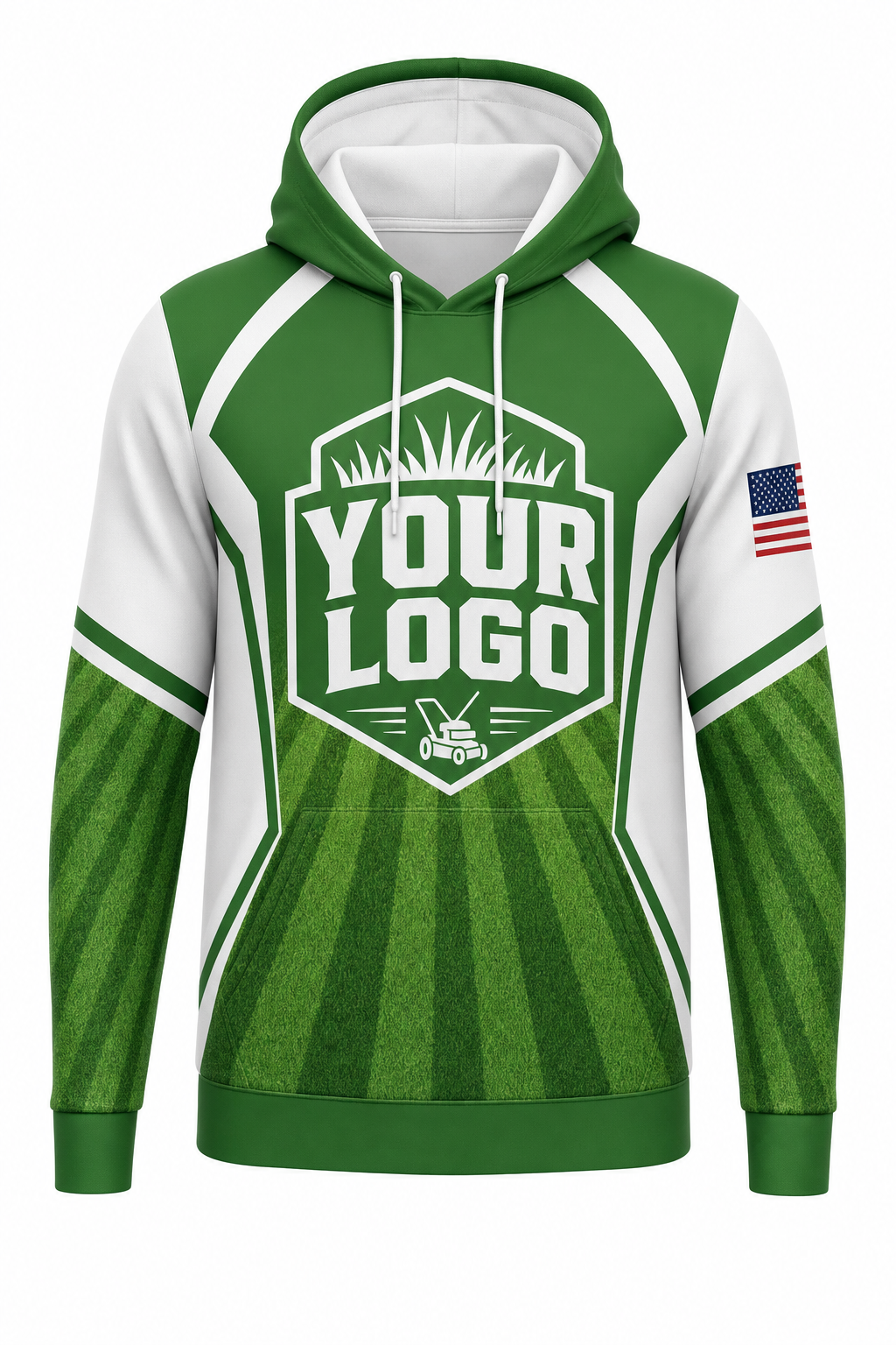 Grass Mow Stripes custom lawn care & landscaping crew uniform Hoodie — front